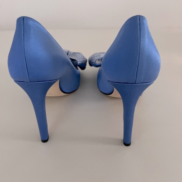 NIB Mia Becar Blue Alessandra Satin Pumps Embellished Bow Formal Wedding Sz 38.5 - Picture 3 of 11